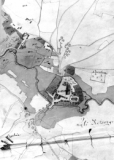 Plan sytuacyjny gruntów folwarku probostwa Chodel w roku 1851 zrysowany